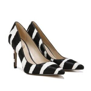 Sam Edelman Hazel Zebra Stripe Pony Hair Heels Pumps Women’s Sz 7.5 Black White
